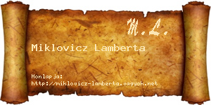 Miklovicz Lamberta névjegykártya